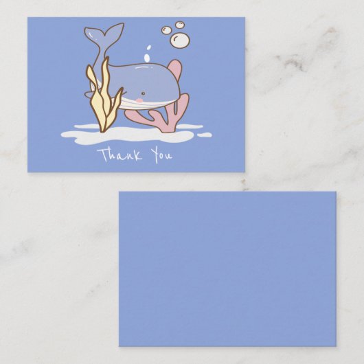 Schattige Wal Bedankt Notitiekaartje (Voorkant / Achterkant)