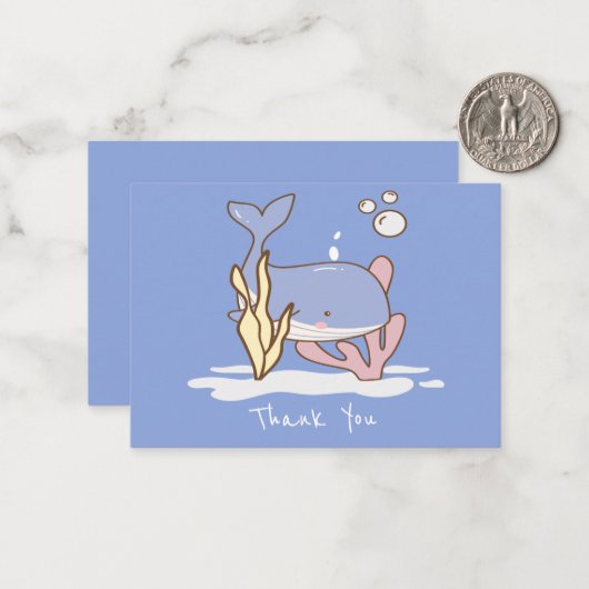 Schattige Wal Bedankt Notitiekaartje (Voorkant / Achterkant in situ)