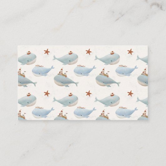 Schattige walvis Baby shower luier Raffle Informatiekaartje (Achterkant)