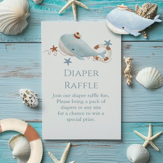 Schattige walvis Baby shower luier Raffle Informatiekaartje