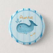 Schattige walvis babyshower tante-in-spe ronde button 5,7 cm (Voorkant)