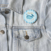Schattige walvis babyshower tante-in-spe ronde button 5,7 cm (In situ)