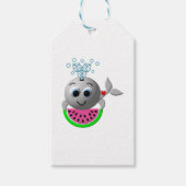 Schattige Walvis en Watermeloen Cadeaulabel (Voorkant)