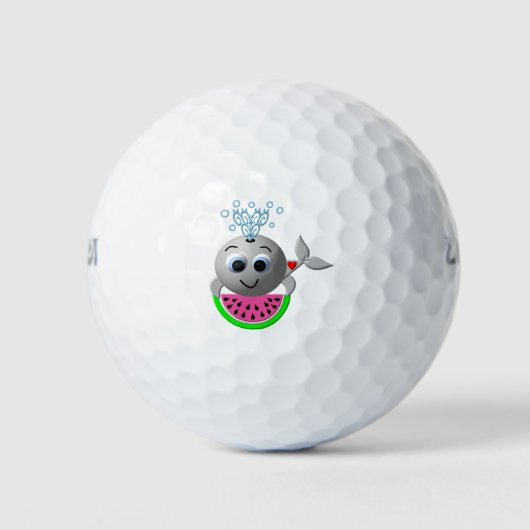 Schattige Walvis en Watermeloen Golfballen (Voorkant)