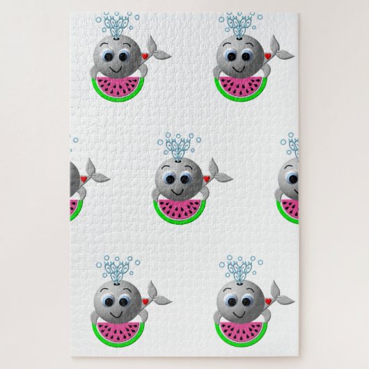Schattige Walvis en Watermeloen Legpuzzel (Verticaal)