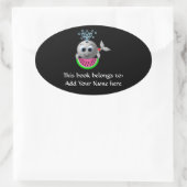 Schattige Walvis en Watermeloen Ovale Sticker (Tas)