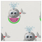 Schattige Walvis en Watermeloen Stof (Close Up)