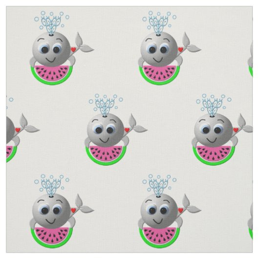 Schattige Walvis en Watermeloen Stof (Swatch)