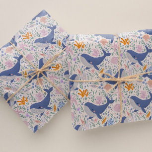 Schattige walvis en Zee leven Cadeaupapier