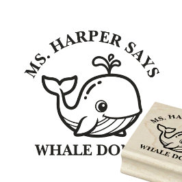 Schattige walvis goed gedaan leraren lof aanmoedig rubberstempel