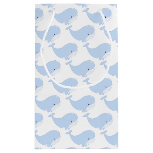 schattige walvis houdt van betegeld patroon klein cadeauzakje (Achterkant)