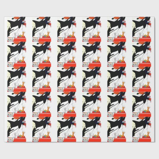 schattige walvis kerstpapier cadeaupapier (Vlak)
