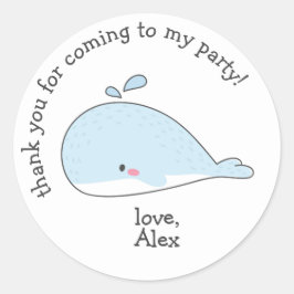 Schattige Walvis - Kinderverjaardag Bedankt Ronde Sticker