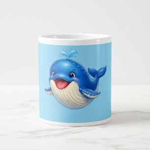 Schattige Walvis met Grote Ogen Gelukkig Oceandier Koffiekop