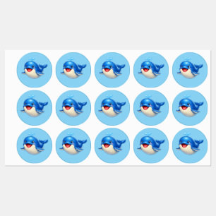 Schattige Walvis met Grote Ogen Gelukkig Oceandier Labels