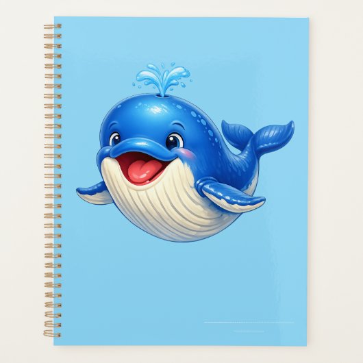 Schattige Walvis met Grote Ogen Gelukkig Oceandier Planner (Voorkant)