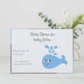Schattige Walvis met Spuit Mondiale Baby Shower Kaart (Staand voorkant)
