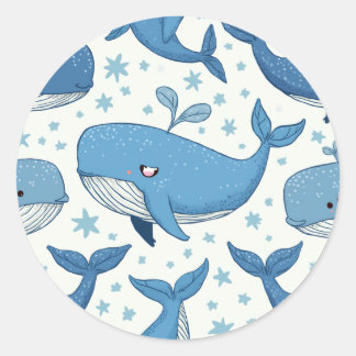 schattige walvis-sticker ronde sticker