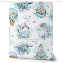 Schattige walvis waterverf nautische babykamer