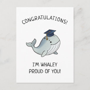 Schattige walvis woordspeling nieuwe afgestudeerde briefkaart