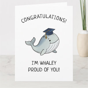 Schattige walvis woordspeling nieuwe afgestudeerde kaart