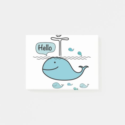 schattige walvis , zeg hallo op het zee post-it® notes (Voorkant)