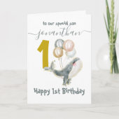 schattige walvisjongen 1-jarig kaart (Voorkant)