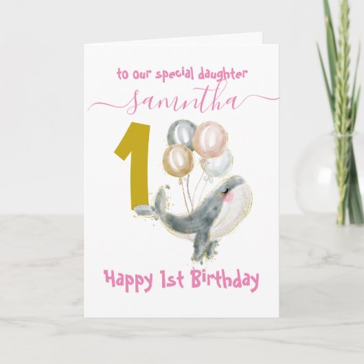 schattige walvismeid 1 verjaardagskaart kaart (Voorkant)