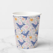 Schattige walvissen en zeeen papieren bekers (Achterkant)