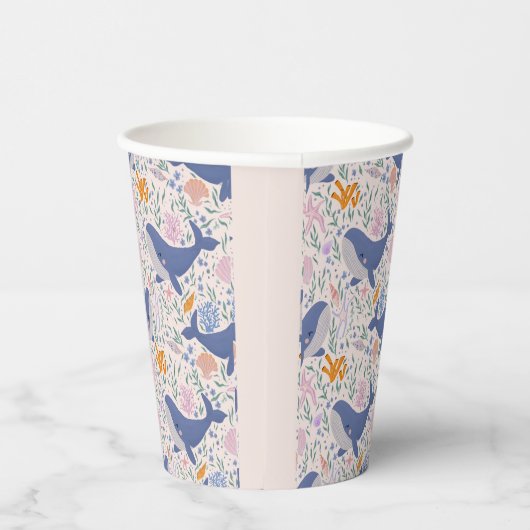 Schattige walvissen en zeeen papieren bekers (Rechts)