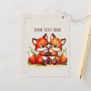 Schattige wandelaar vossen liefhebbers aanpasbaar briefkaart