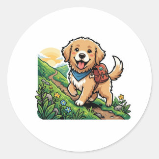 Schattige Wandelende Gouden Retriever Puppy Avontu Ronde Sticker