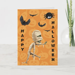 Schattige Wandelende Zombie Kinderen Halloween Kaart