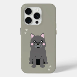 Schattige Wang Grijze Franse Bulldog iPhone 15 Pro Case
