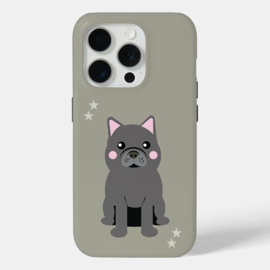 Schattige Wang Grijze Franse Bulldog Case-Mate iPhone Case (Achterkant)