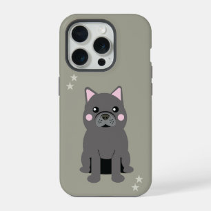 Schattige Wang Grijze Franse Bulldog iPhone 15 Pro Case