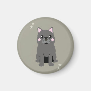 Schattige Wang Grijze Franse Bulldog Magneet