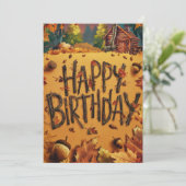 Schattige Warm Bos Herfst Herfst Happy Birthday Kaart (Staand voorkant)