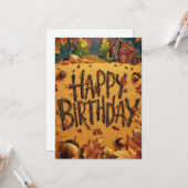 Schattige Warm Bos Herfst Herfst Happy Birthday Kaart (Voorkant / Achterkant in situ)