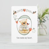 Schattige Warm Hart Beer Valentijn Feestdagenkaart (Staand voorkant)