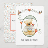 Schattige Warm Hart Beer Valentijn Feestdagenkaart (Voorkant / Achterkant)