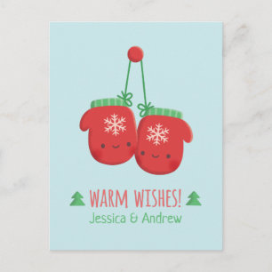 Schattige warme wensen Kerstmutsen Koppel Briefkaart