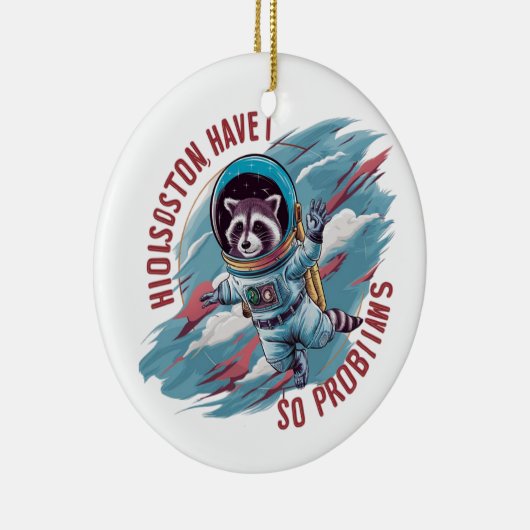 Schattige  wasbeer astronaut keramisch ornament (Rechts)