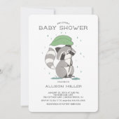 Schattige wasbeer Baby shower uitnodiging (Voorkant)