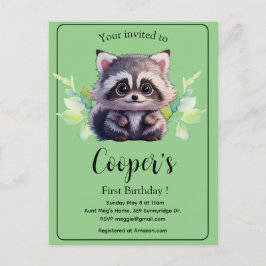 Schattige wasbeer bosdieren bos vrienden briefkaart