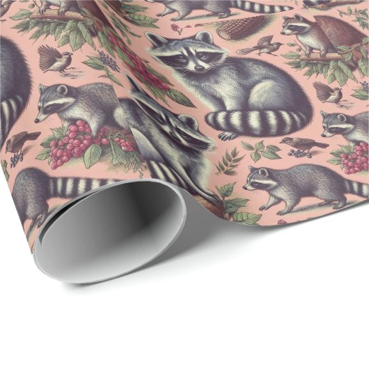  Schattige wasbeer Cadeaupapier (Rol Hoek)