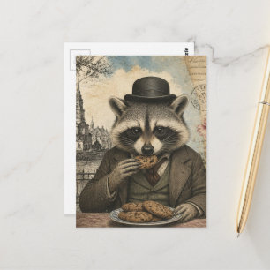 Schattige Wasbeer Die Koekjes Eet Vintage  Briefkaart