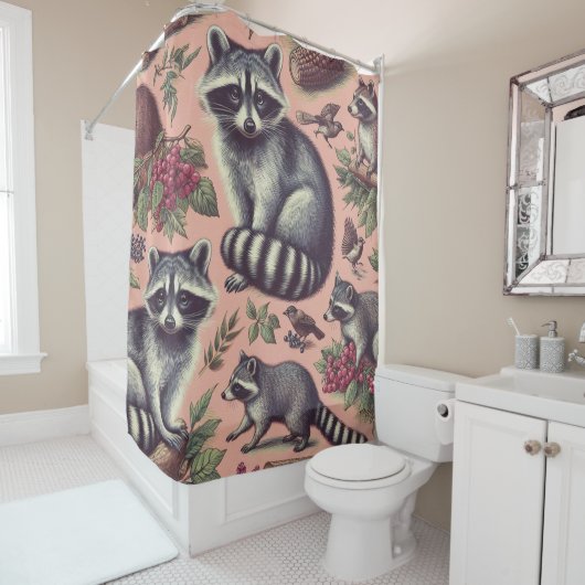  Schattige wasbeer Douchegordijn (In situ)