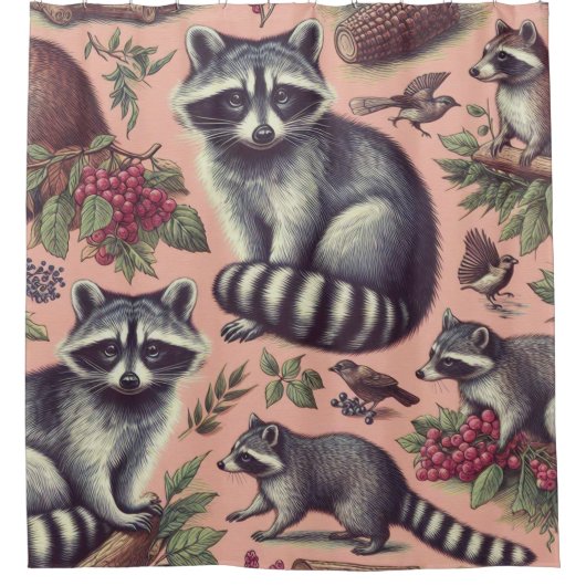  Schattige wasbeer Douchegordijn (Voorkant)