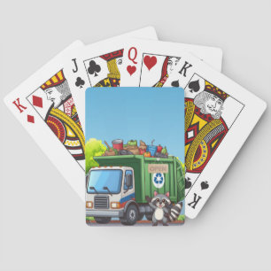 Schattige wasbeer en "eten" vrachtwagen pokerkaarten